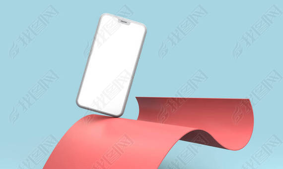 Modern smartphone blank screen template. Trendy mockup scene. 3D Rendering