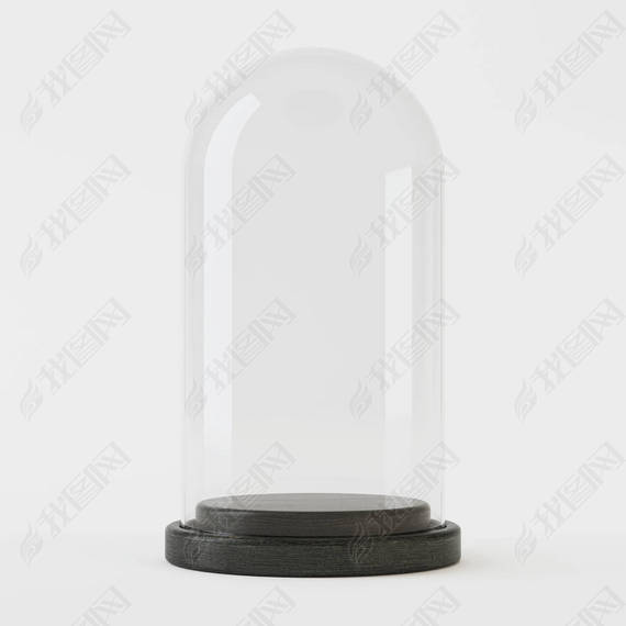 Empty glass dome on a white background. Clipping path included. 3D rendering.