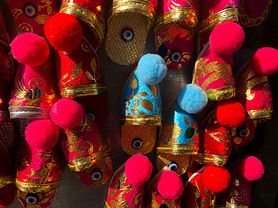 Colorful Turkish Slippers. Traditional Turkish Babouche Slippers for sale at Grand Bazaar in Istanbu