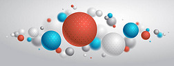点缀球体矢量背景，点缀飞行球的组成，三维混合真实球，场效应的实际深度.