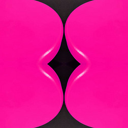 两张鲜亮的粉色闪光曲线表的一对镜像转化为独特的形状图案和复杂的设计