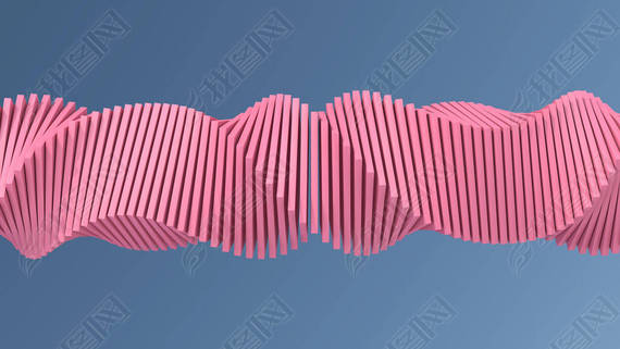 Twisted pink shape. Abstract illustration, 3d rendering. 