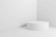 产品抽象背景图白色讲台，3D渲染，3D插图，最小设计空白空间.