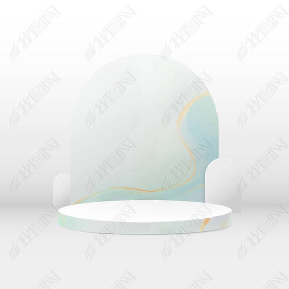 3D podium composition. Abstract minimal geometric background. Marble texture. Space for your design.