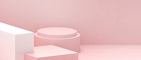 Podium abstract with Geometric shape and stage showcase Minimal on Pink wall background for product 