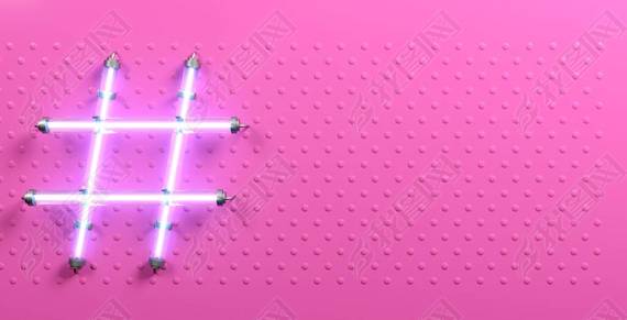 Hashtag pink plastic banner neon light sign
