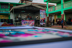 art festival stage with young man singing