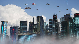 future cyberpunk city 3d render