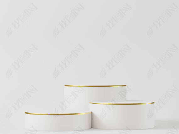 Cosmetic gold white podium and background for product presentation, for magazine. - 3d rendering -