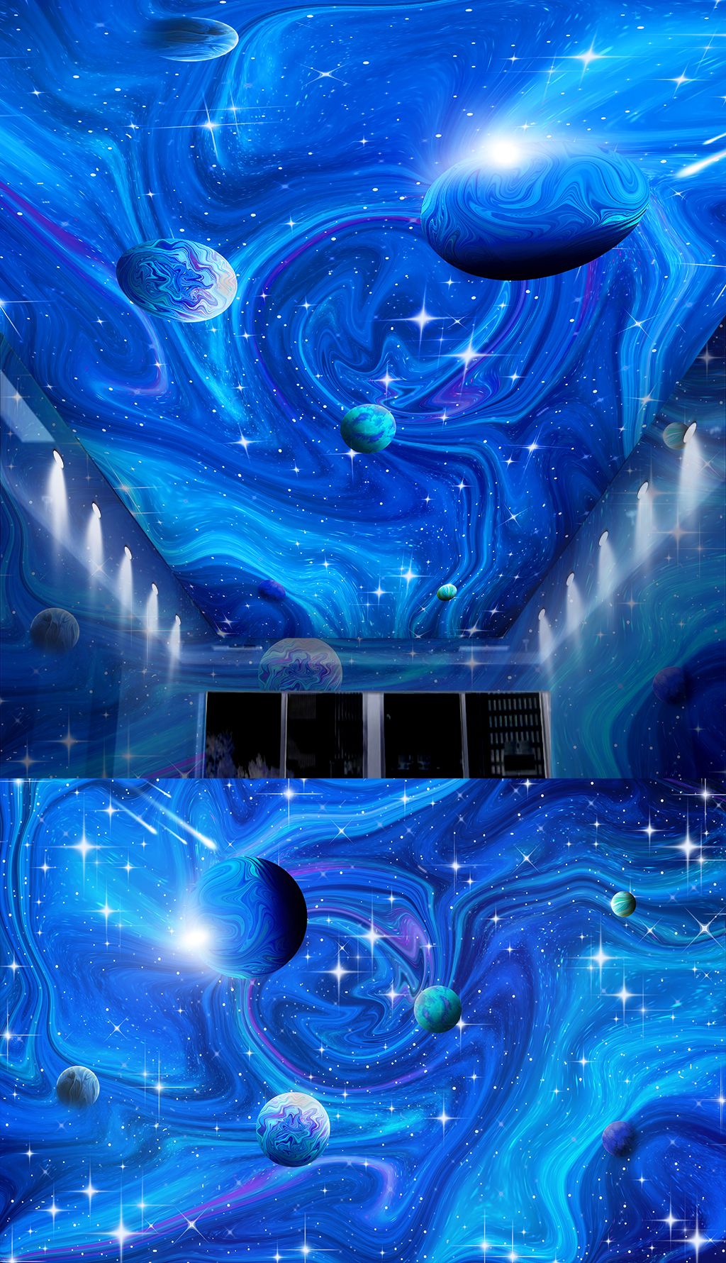 星空宇宙星球3d画星空吊顶