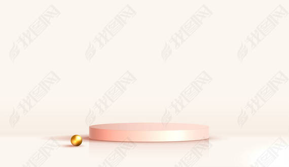 Cosmetic light brown background and premium podium display for product presentation branding and pac