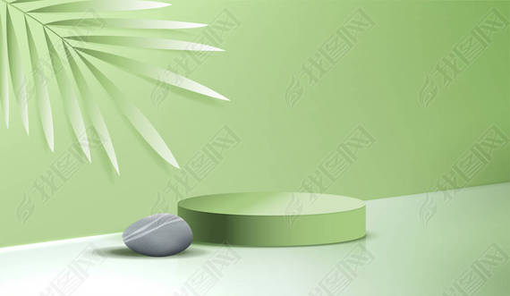 Cosmetic spa on green background and premium podium display for product presentation branding and pa