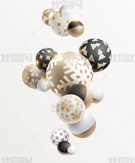 Gold decorative Christmas balls . New year background.