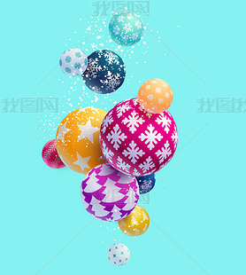 Colorful decorative Christmas balls. Abstract bright New year background.