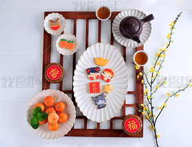 Chinese New Year Imlek Icing Sugar Cookies Character. Copy Space for Text