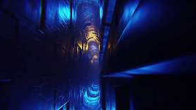 3d illustration - clean futuristic alien scifi fantasy hangar tunnel corridor