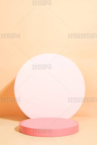 product platform arrangement in pink pastel color in minimalist style. trendy display layout with an