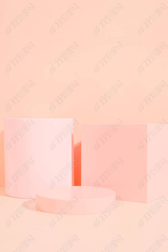 product platform arrangement in pink pastel color in minimalist style. trendy display layout with an