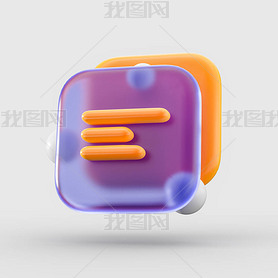 3d render document writing text clipboard icon on glass morphism bubble concept for online marketing