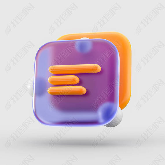 3d render document writing text clipboard icon on glass morphism bubble concept for online marketing