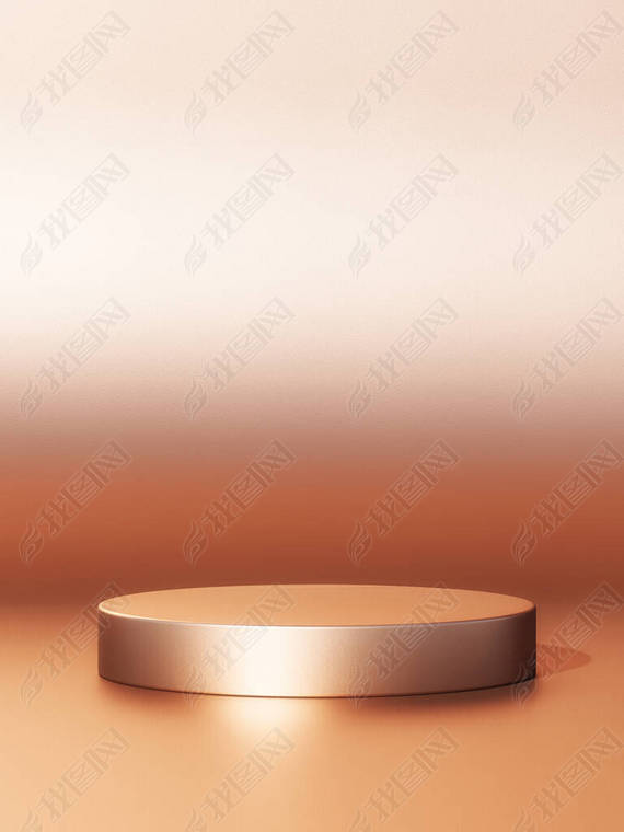 Golden-Pink mock up geometric podium for product presentation, 3d illustration.