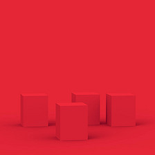 3D红色立方体和盒式讲台最小场景工作室背景。摘要三维几何形体图解绘制.中国农历新年假期及圣诞佳节期间的展品.