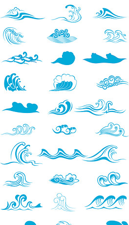 卡通波涛浪花矢量素材海报素材波浪纹底纹