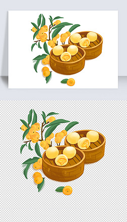 点心免抠元素|元素枇杷流沙包港式点心.psd