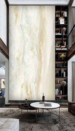 现代高清黄色大理石复式楼玄关背景墙