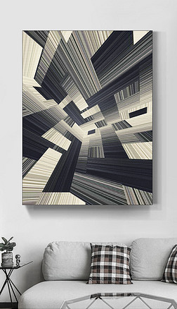 图片碎片装饰画|意象の空间抽象黑白格调几何碎片玄关装饰画