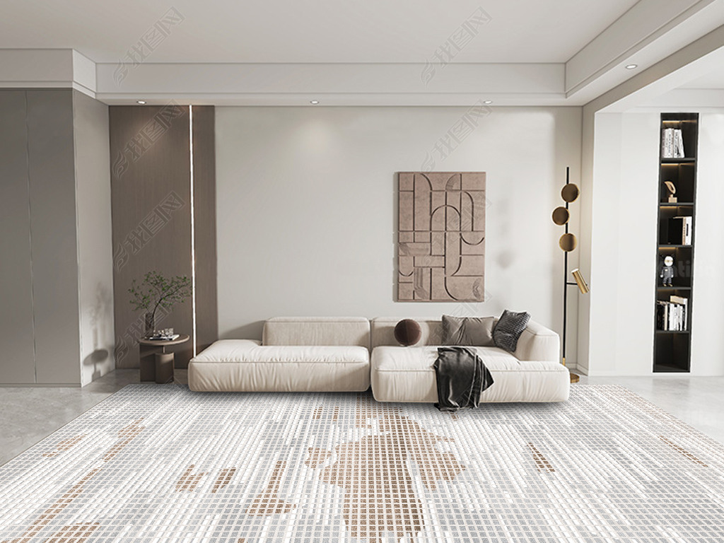 现代简约抽象条纹艺术地毯地垫图案设计
