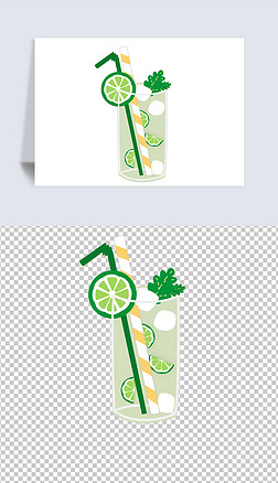 矢量卡通手绘饮料柠檬茶