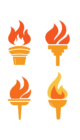 Ai矢量手绘奥运火炬装饰元素icon标志图标