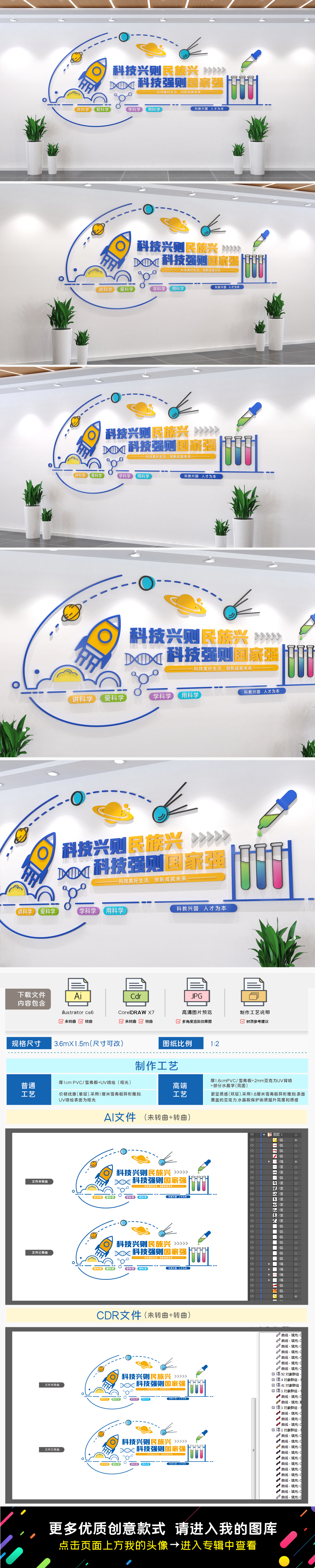 科学技术是第一生产力科技强国文化墙党建文化墙