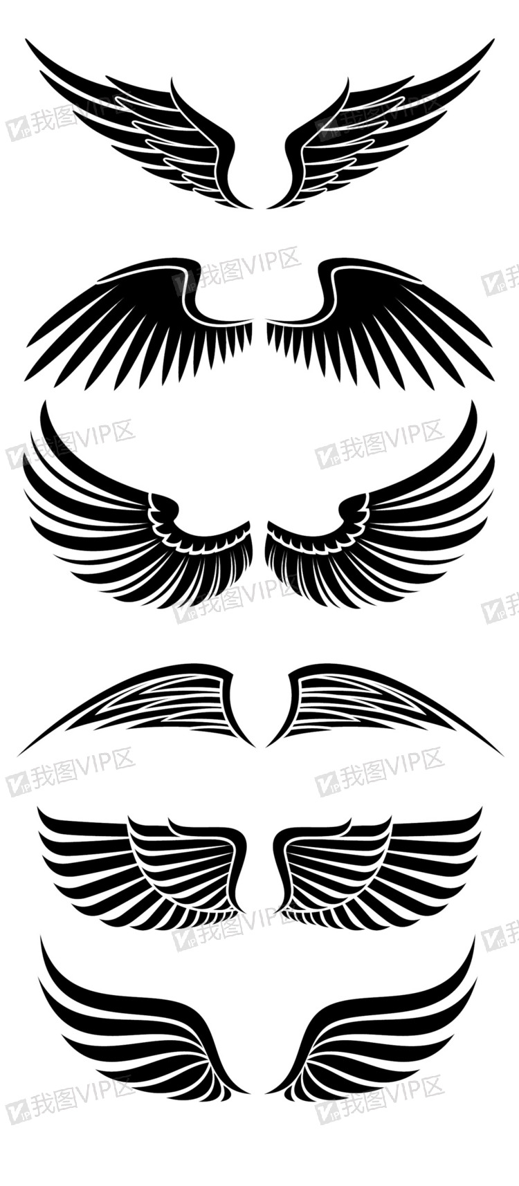 卡通手绘天使翅膀剪影