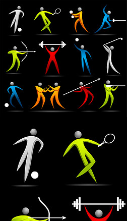 彩色运动项目抽象人形图案矢量素材