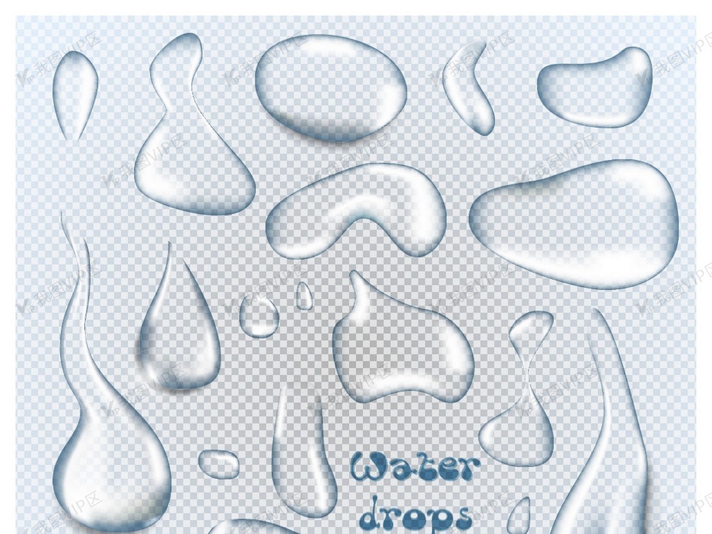 半透明水滴水泡水痕矢量素材
