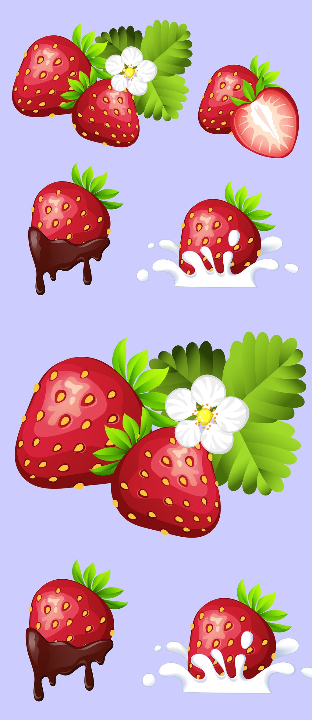 扁平化卡通草莓矢量素材