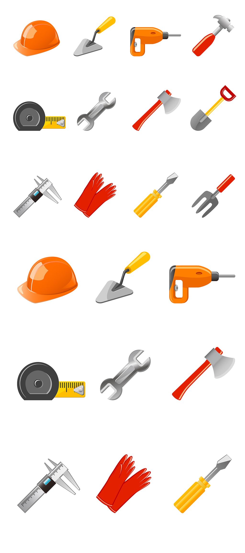 常用立体建筑工具矢量图标素材