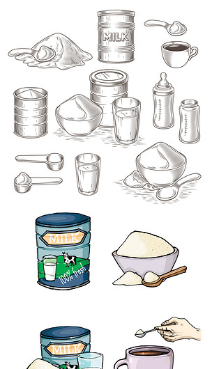 奶粉矢量手绘设计素材