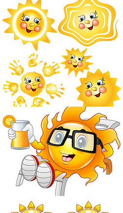 ps墨镜素材免抠元素|卡通开心太阳笑脸矢量素材