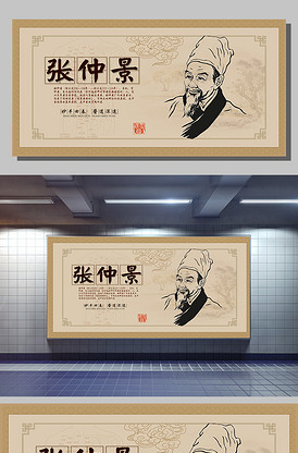 医学人物张仲景展板设计下载