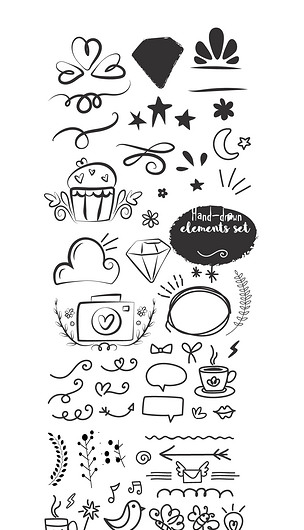 原创简笔背景元素海报花边图标手绘插画展板素材版权可商用