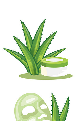 手绘芦荟叶芦荟胶化妆品矢量素材