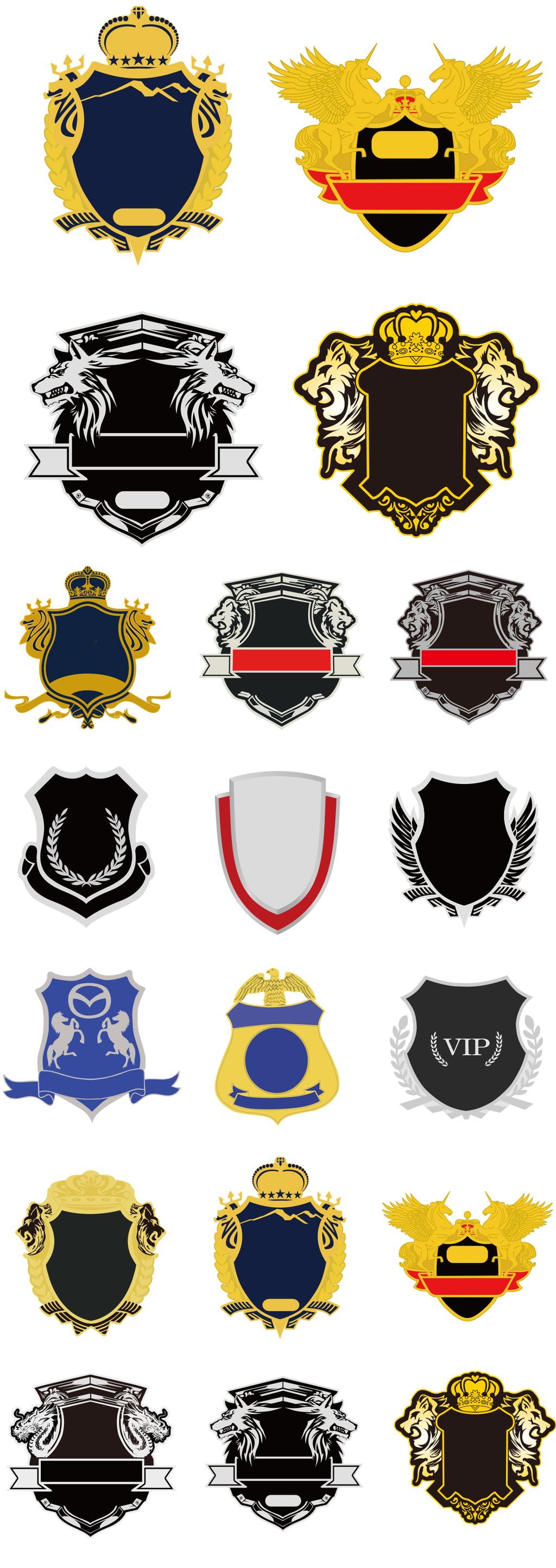 2017欧式复古奢华大气金属质感徽章标志矢量素材