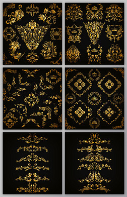 中国古典欧美传统花纹精致金属黄色欧美纹路