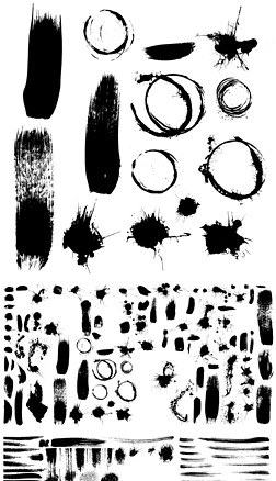 2017中国风水墨笔触墨汁痕迹矢量素材合集