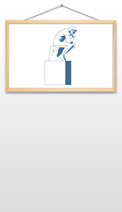 沉思者雕塑艺术矢量插画可编辑图形