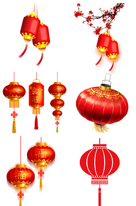 中国风红色灯笼免扣素材