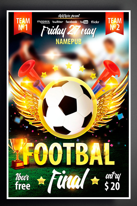 足球足球场比赛赛事创意海报图片素材(psd分层格式)免费下载_体育海报